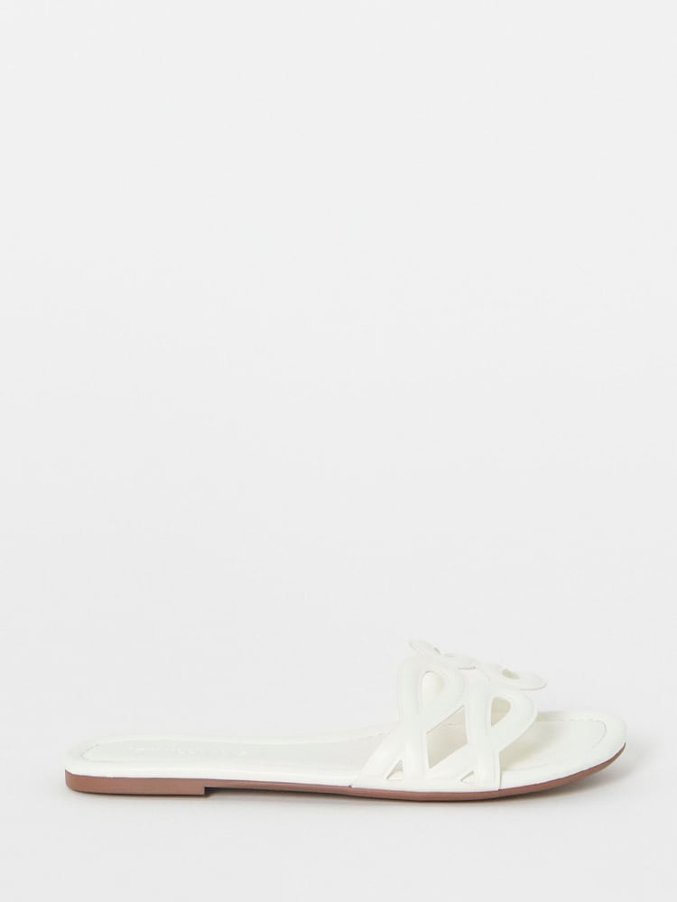 JD Williams White Extra Wide Fit Padded Loop Mule Sandals - Image 4 of 4 JD Williams White Extra Wide Fit Padded Loop Mule Sandals - Image 4 of 4
