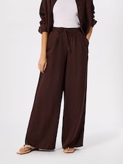 Whistles Brown Wide Leg Linen Trousers - Image 1 of 5