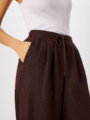 Whistles Brown Wide Leg Linen Trousers - Image 3 of 5