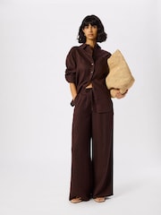 Whistles Brown Wide Leg Linen Trousers - Image 4 of 5