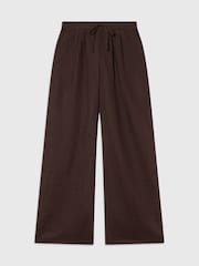 Whistles Brown Wide Leg Linen Trousers - Image 5 of 5