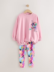 Pink Floral Unicorn Sweatshirt and Leggings Set (3-16yrs) - Image 2 of 5
