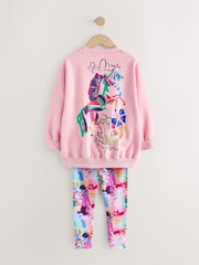 Pink Floral Unicorn Sweatshirt and Leggings Set (3-16yrs) - Image 3 of 5