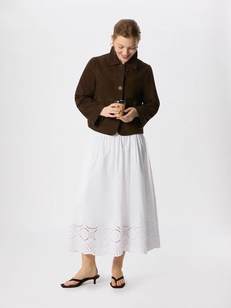 Whistles White Broderie Cotton Midi Skirt - Image 1 of 5