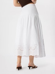 Whistles White Broderie Cotton Midi Skirt - Image 4 of 5