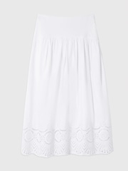 Whistles White Broderie Cotton Midi Skirt - Image 5 of 5
