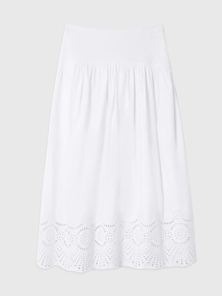 Whistles White Broderie Cotton Midi Skirt - Image 5 of 5