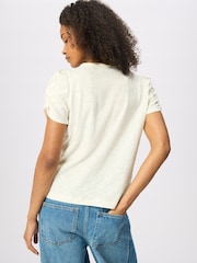 Whistles White V-Neck Ruched Sleeve Top - Image 4 of 6
