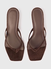 Whistles Brown Suede Toe Post Kitten Sandals - Image 2 of 4
