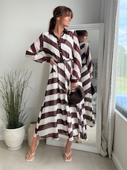 Style Cheat Stripe Asymetric Wrap Shirt Dress - Imagen 1 de 4