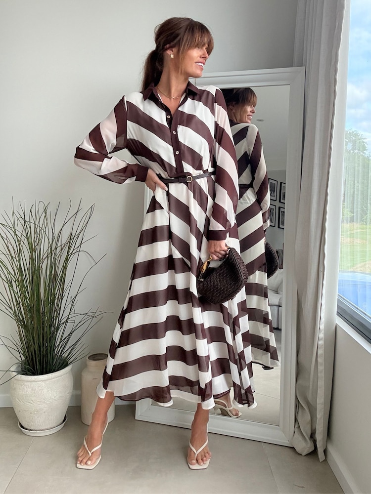 Style Cheat Stripe Asymetric Wrap Shirt Dress - Imagen 1 de 4 Style Cheat Stripe Asymetric Wrap Shirt Dress - Imagen 1 de 4