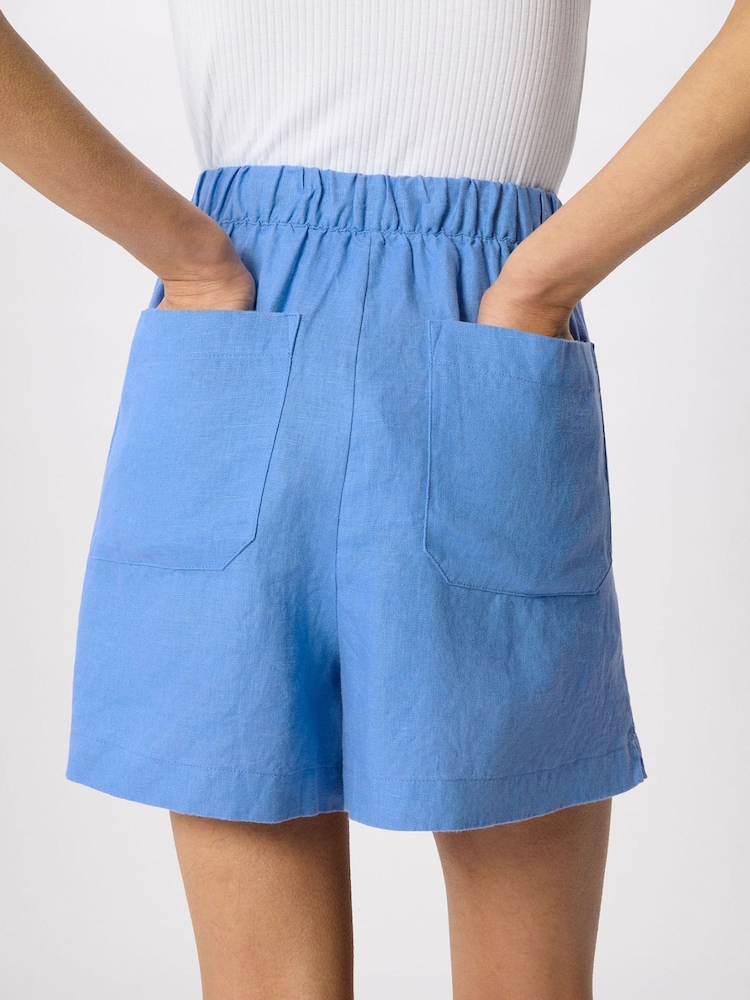 Whistles Blue Linen Elasticated Shorts - Image 2 of 5
