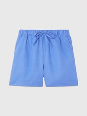 Whistles Blue Linen Elasticated Shorts - Image 5 of 5