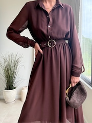 Style Cheat Hanky Hem Belted Shirt Dress - Imagen 4 de 4