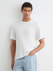 Reiss White Huxley Cotton Slub Relaxed-Fit T-Shirt - Image 1 of 6