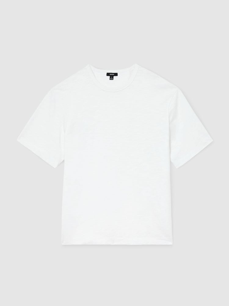 Reiss White Huxley Cotton Slub Relaxed-Fit T-Shirt - Image 2 of 6 Reiss White Huxley Cotton Slub Relaxed-Fit T-Shirt - Image 2 of 6