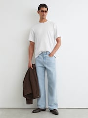 Reiss White Huxley Cotton Slub Relaxed-Fit T-Shirt - Image 3 of 6