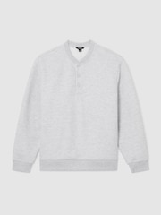 Reiss Grey Melange Harrison Cotton-Blend Henley Sweatshirt - Image 2 of 6