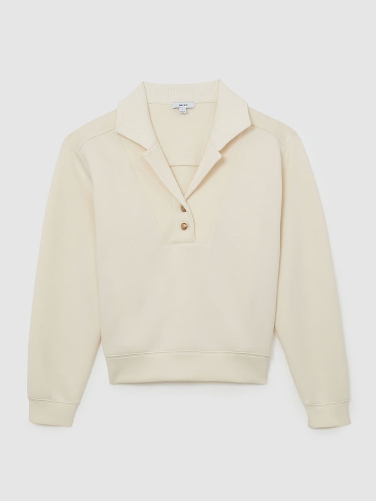 Reiss Ivory Bella Premium Interlock Collar Sweatshirt - Image 2 of 6