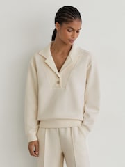 Reiss Ivory Bella Premium Interlock Collar Sweatshirt - Image 3 of 6