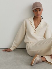 Reiss Ivory Bella Premium Interlock Collar Sweatshirt - Image 4 of 6