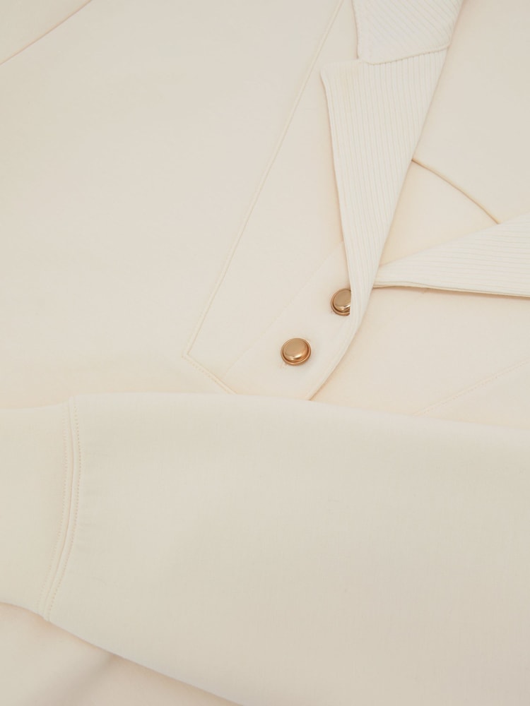 Reiss Ivory Bella Premium Interlock Collar Sweatshirt - Image 6 of 6