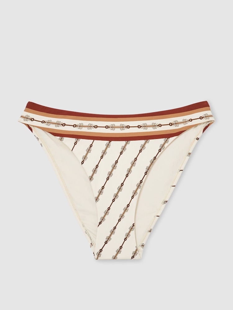 Reiss Ivory Johannah Chain-Print Fixed-Side Bikini Bottoms - Image 2 of 6
