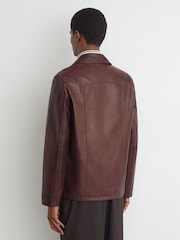 Reiss Varlan Burnished-Leather Button-Through Jacket - Obraz 7 z 9