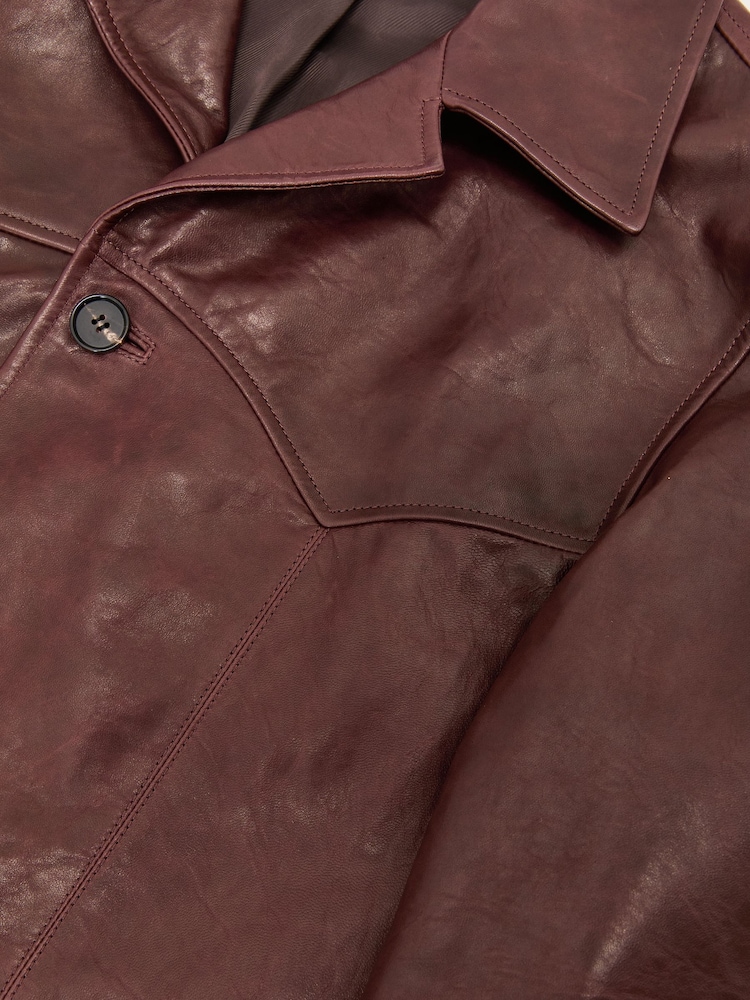 Reiss Varlan Burnished-Leather Button-Through Jacket - Obraz 9 z 9