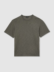 Reiss Khaki Green Huxley Cotton Slub Relaxed-Fit T-Shirt - Image 2 of 6