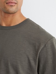 Reiss Khaki Green Huxley Cotton Slub Relaxed-Fit T-Shirt - Image 3 of 6