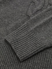 Vidēji pelēka melanža - Reiss Rosedale 100% Cashmere Cable Knit-Detail Jumper - Attēls 6 no 6
