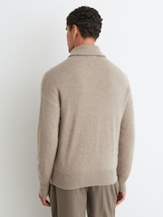 Reiss Taupe Melange Pendant 100% Cashmere Zip-Through Cardigan - Image 6 of 7