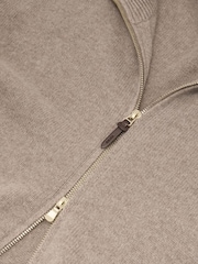 Reiss Taupe Melange Pendant 100% Cashmere Zip-Through Cardigan - Image 7 of 7