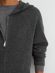 Reiss Charcoal Grey Evie Wool-Blend Zip-Through Hoodie with Cashmere - Image 6 of 7