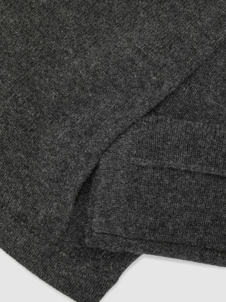 Reiss Charcoal Grey Evie Wool-Blend Zip-Through Hoodie with Cashmere - Image 7 of 7 Reiss Charcoal Grey Evie Wool-Blend Zip-Through Hoodie with Cashmere - Image 7 of 7