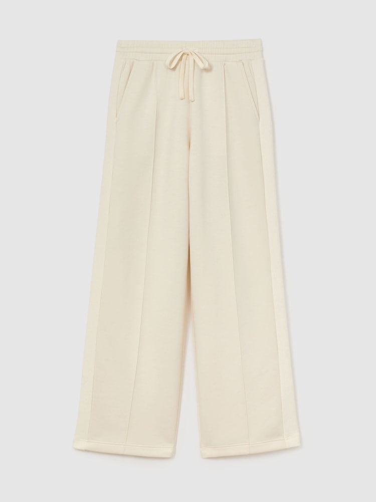 Reiss Ivory Bella Petite Premium Interlock Wide-Leg Joggers - Image 2 of 9