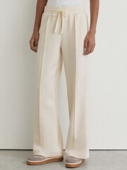Reiss Ivory Bella Petite Premium Interlock Wide-Leg Joggers - Image 4 of 9