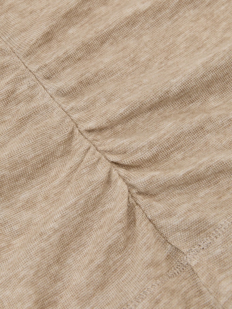 Reiss Oatmeal Neutral Heidi Lyocell-Wool Ruched Mock-Neck Top - Image 6 of 6