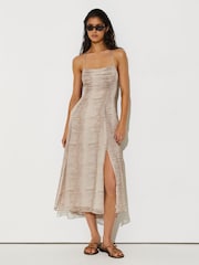 Reiss Neutral Eloise Snake-Print Midi Beach Dress - Image 1 of 7