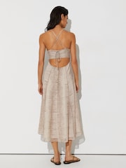 Reiss Neutral Eloise Snake-Print Midi Beach Dress - Image 5 of 7