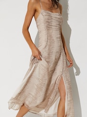 Reiss Neutral Eloise Snake-Print Midi Beach Dress - Image 6 of 7