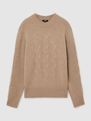 Kamielis - Reiss Rosedale 100% Cashmere Cable Knit-Detail Jumper - Attēls 2 no 8