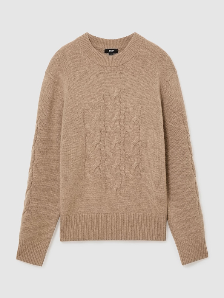 Kamielis - Reiss Rosedale 100% Cashmere Cable Knit-Detail Jumper - Attēls 2 no 8