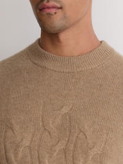Kamielis - Reiss Rosedale 100% Cashmere Cable Knit-Detail Jumper - Attēls 6 no 8