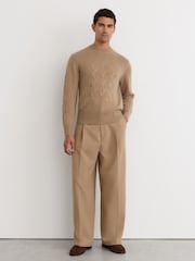 Kamielis - Reiss Rosedale 100% Cashmere Cable Knit-Detail Jumper - Attēls 7 no 8
