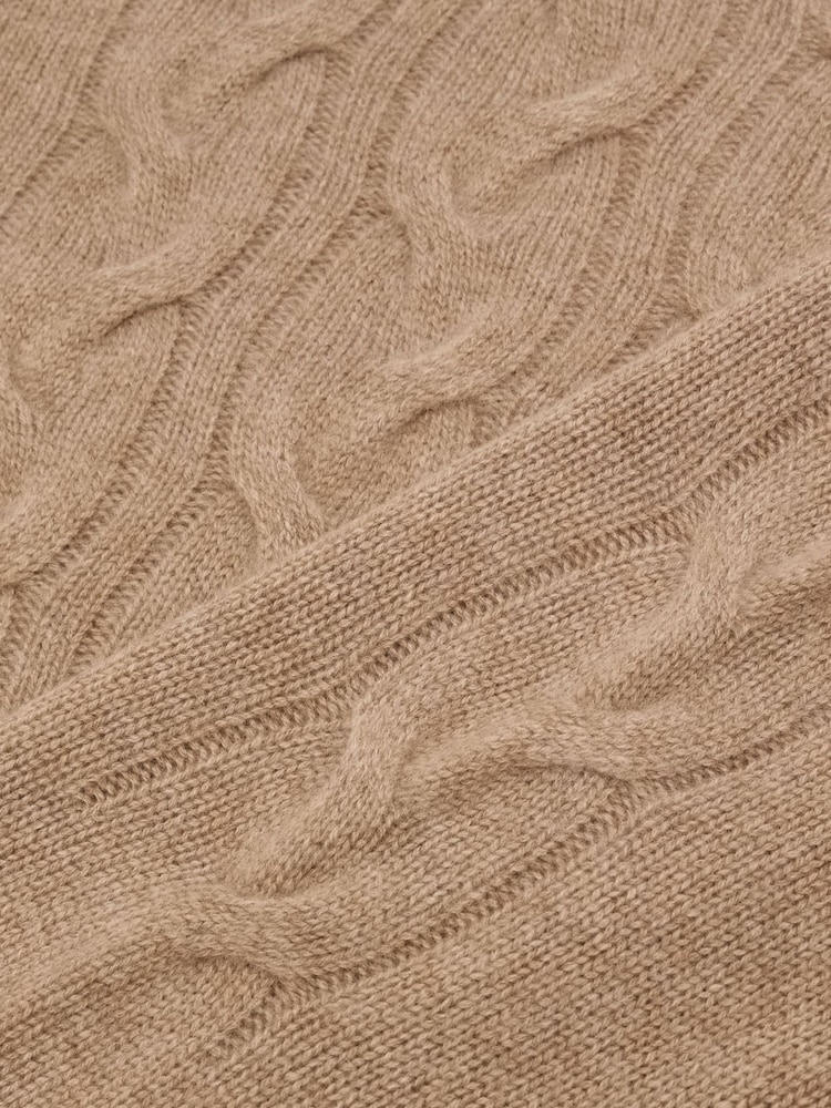 Kamielis - Reiss Rosedale 100% Cashmere Cable Knit-Detail Jumper - Attēls 8 no 8