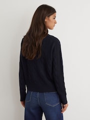 Reiss Navy Elowen Wool-Cashmere Cable-Knit Cardigan - Image 5 of 6