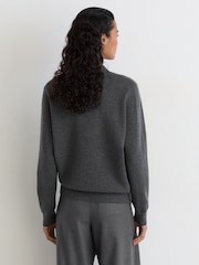 Reiss Grey Marl Brooke Merino Wool Knitted Polo Jumper - Image 5 of 7