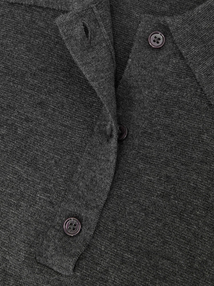 Reiss Grey Marl Brooke Merino Wool Knitted Polo Jumper - Image 7 of 7 Reiss Grey Marl Brooke Merino Wool Knitted Polo Jumper - Image 7 of 7